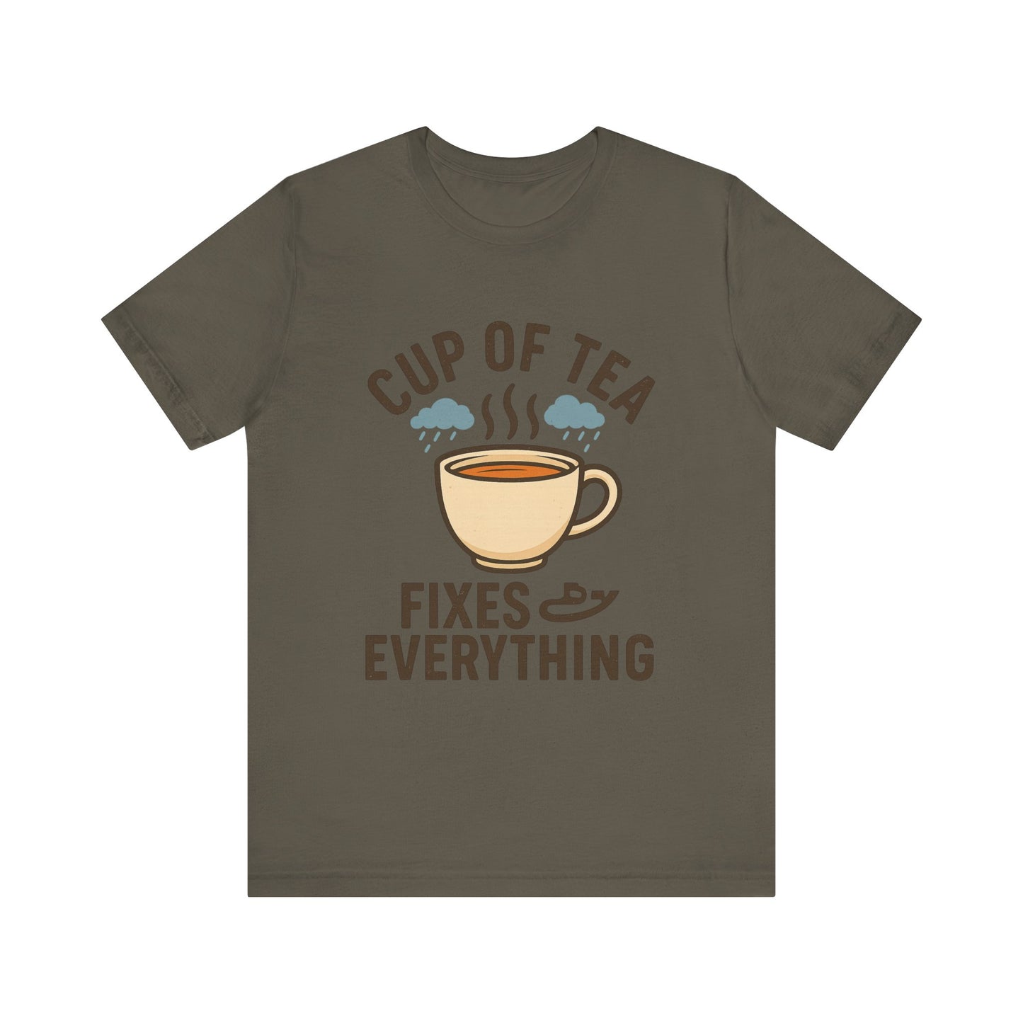 Tea Lovers Unisex Tee - "Cup of Tea Fixes Everything" - Perfect For Tea Lovers.