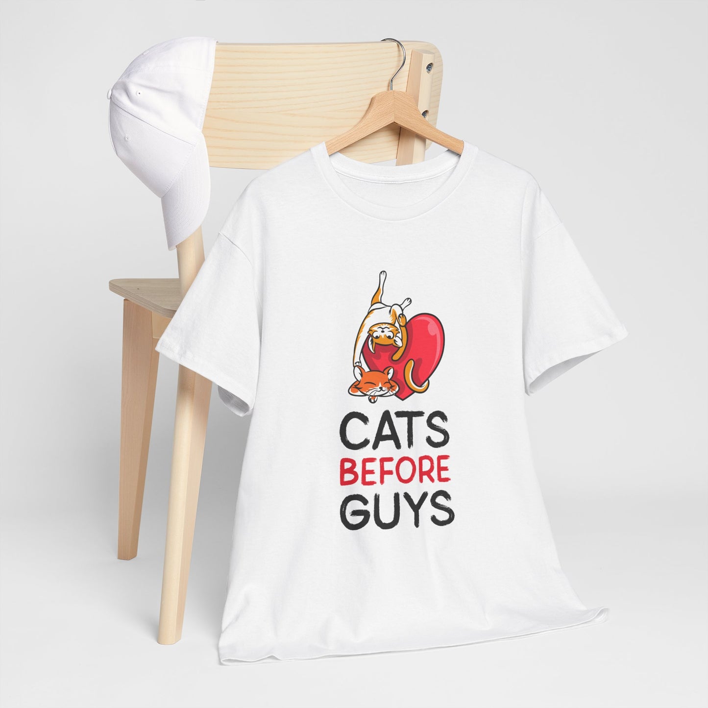 Cats Before Guys, Gift for Cat Owners, Funny Meme T-Shirt,