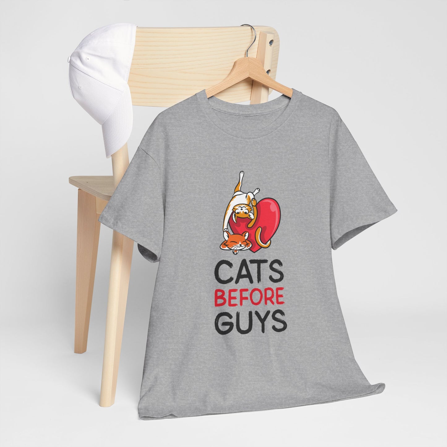Cats Before Guys, Gift for Cat Owners, Funny Meme T-Shirt,