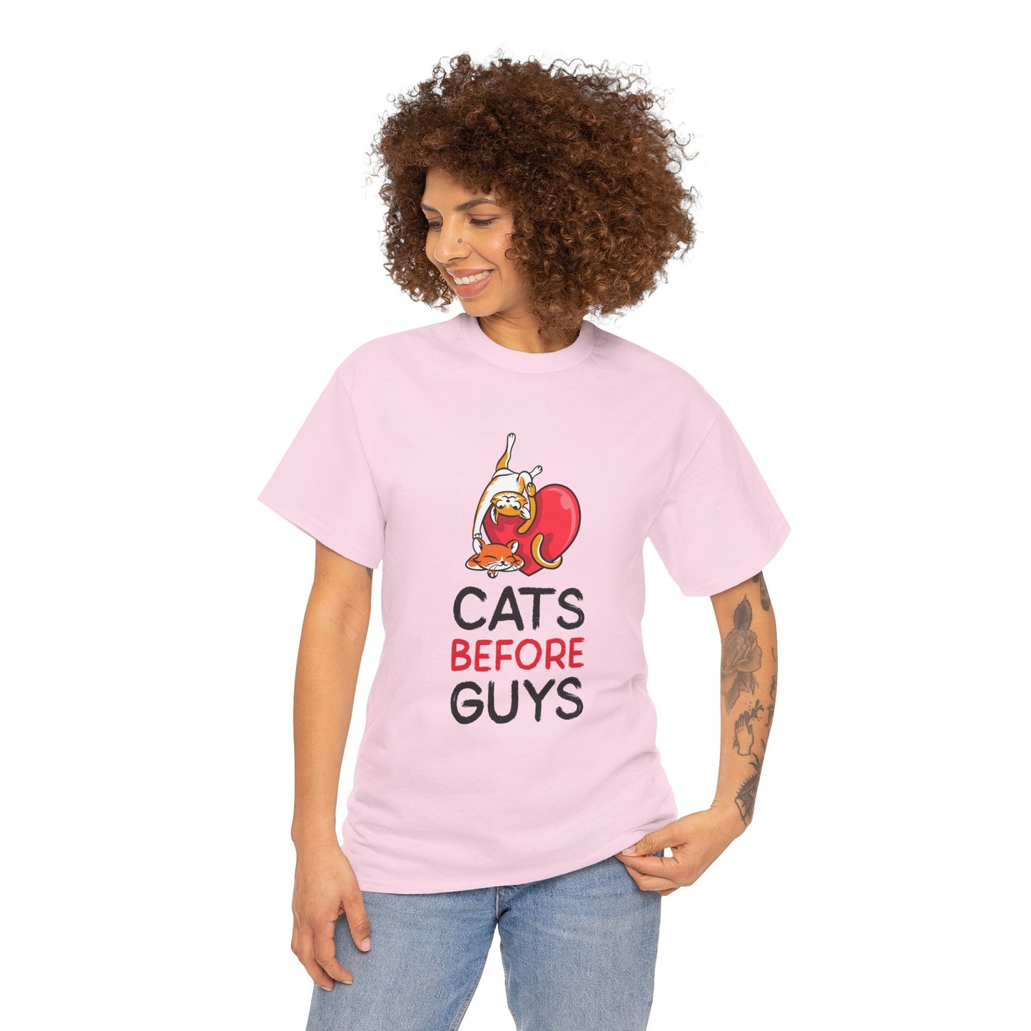 Cats Before Guys, Gift for Cat Owners, Funny Meme T-Shirt,