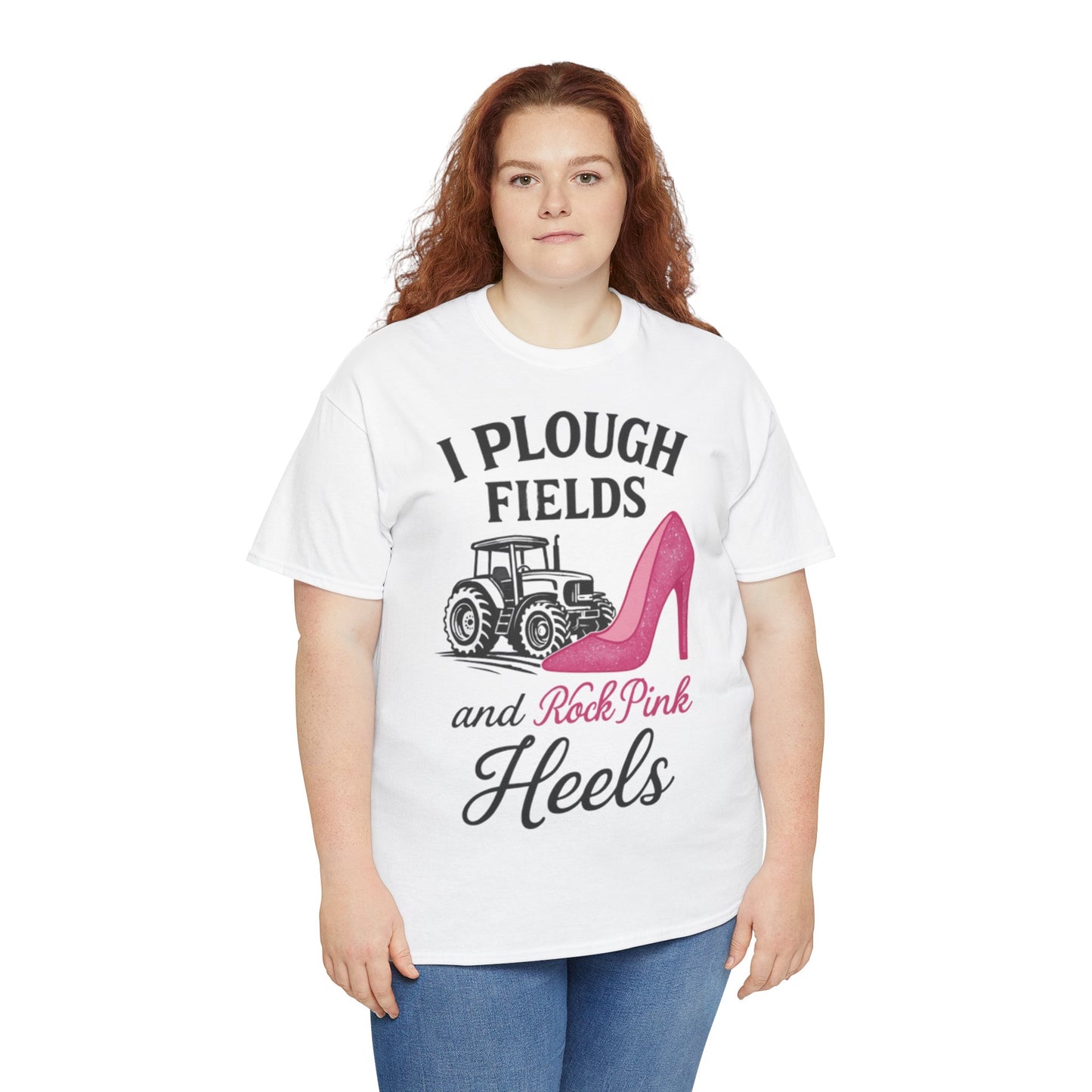 Unisex Heavy Cotton Tee with Fun Farmer Barbie