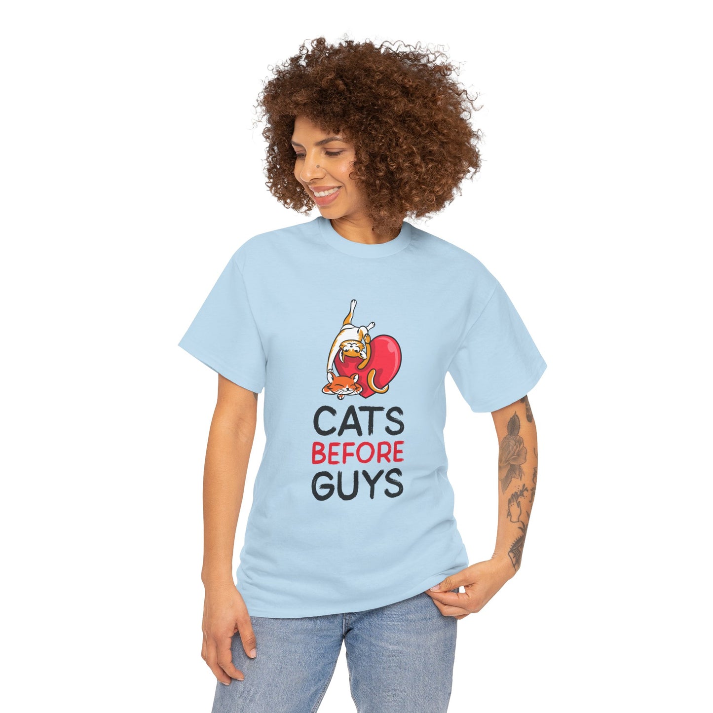 Cats Before Guys, Gift for Cat Owners, Funny Meme T-Shirt,
