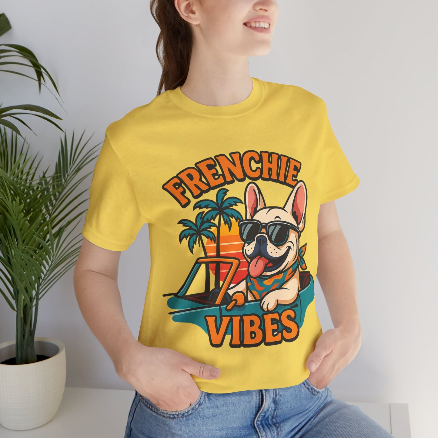 Frenchie Vibes Unisex Tee - French Bulldog, Dog Lover.