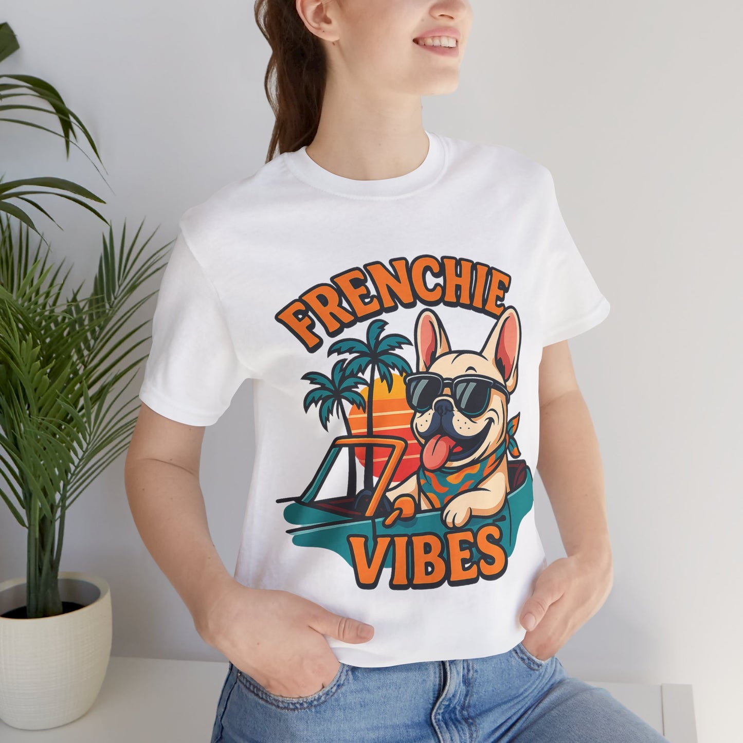 Frenchie Vibes Unisex Tee - French Bulldog, Dog Lover.
